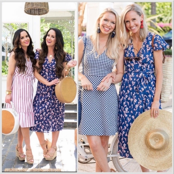 Draper James Blue Floral Linen Wrap Dress Size 0 NWT - Picture 7 of 10